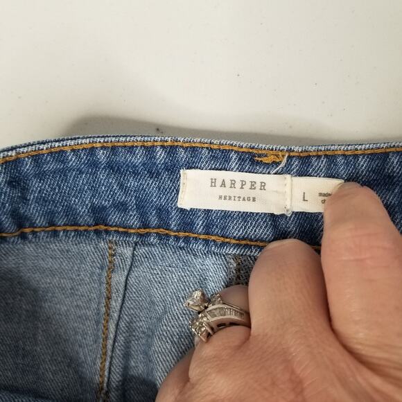 Harper Heritage Jean Skirt Mini Skirt Denim Button Front Light wash Size Large - Picture 3 of 6
